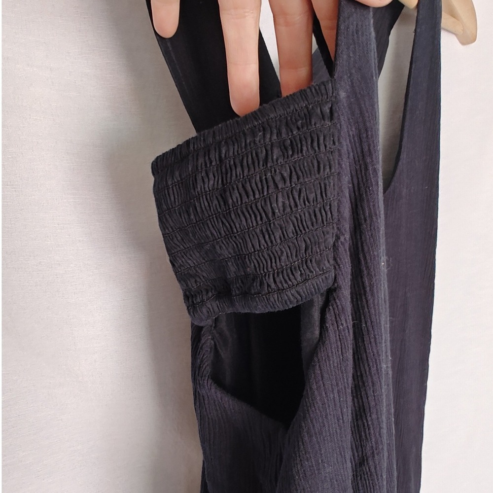 By Anthropologie Bubble Hem Midi Dress Tank Cutout Washed Black Cotton XS - Picture 9 of 14